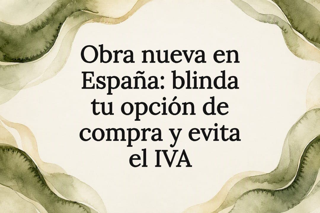 Obra nueva en España: blinda tu opción de compra y evita el IVA